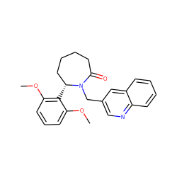 COc1cccc(OC)c1[C@@H]1CCCCC(=O)N1Cc1cnc2ccccc2c1 ZINC000167383956