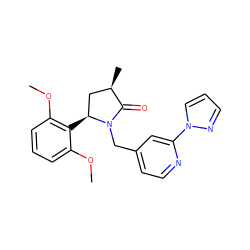 COc1cccc(OC)c1[C@H]1C[C@@H](C)C(=O)N1Cc1ccnc(-n2cccn2)c1 ZINC000215901297