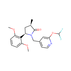 COc1cccc(OC)c1[C@H]1C[C@@H](C)C(=O)N1Cc1ccnc(OC(F)F)c1 ZINC000215901900