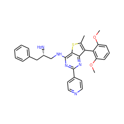 COc1cccc(OC)c1-c1c(C)sc2c(NC[C@@H](N)Cc3ccccc3)nc(-c3ccncc3)nc12 ZINC000223683746