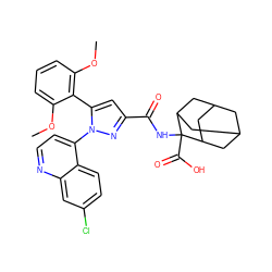 COc1cccc(OC)c1-c1cc(C(=O)NC2(C(=O)O)C3CC4CC(C3)CC2C4)nn1-c1ccnc2cc(Cl)ccc12 ZINC000001482927