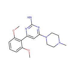 COc1cccc(OC)c1-c1cc(N2CCN(C)CC2)nc(N)n1 ZINC000040955499