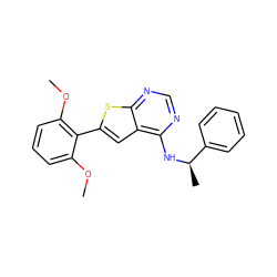 COc1cccc(OC)c1-c1cc2c(N[C@H](C)c3ccccc3)ncnc2s1 ZINC000653707399