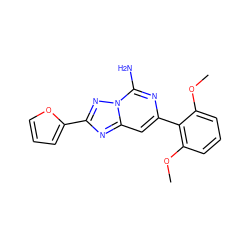 COc1cccc(OC)c1-c1cc2nc(-c3ccco3)nn2c(N)n1 ZINC000028112449