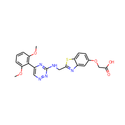 COc1cccc(OC)c1-c1cnnc(NCc2nc3cc(OCC(=O)O)ccc3s2)n1 ZINC000095595738