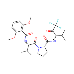 COc1cccc(OC)c1C(=O)N[C@H](C(=O)N1CCC[C@H]1C(=O)N[C@H](C(=O)C(F)(F)F)C(C)C)C(C)C ZINC000013762569