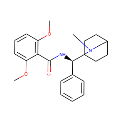 COc1cccc(OC)c1C(=O)N[C@H](c1ccccc1)C12CCC(CC1)CN2C ZINC000144334968