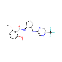 COc1cccc(OC)c1C(=O)N[C@H]1CCC[C@@H]1Nc1cnc(C(F)(F)F)cn1 ZINC001772589842