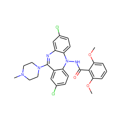 COc1cccc(OC)c1C(=O)NN1c2ccc(Cl)cc2N=C(N2CCN(C)CC2)c2cc(Cl)ccc21 ZINC000036089463