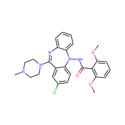 COc1cccc(OC)c1C(=O)NN1c2ccccc2N=C(N2CCN(C)CC2)c2cc(Cl)ccc21 ZINC000036089502