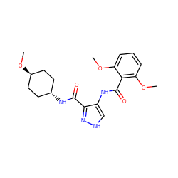 COc1cccc(OC)c1C(=O)Nc1c[nH]nc1C(=O)N[C@H]1CC[C@H](OC)CC1 ZINC000299821366