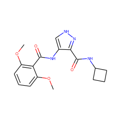 COc1cccc(OC)c1C(=O)Nc1c[nH]nc1C(=O)NC1CCC1 ZINC000299821299