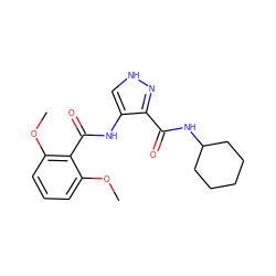 COc1cccc(OC)c1C(=O)Nc1c[nH]nc1C(=O)NC1CCCCC1 ZINC000299822605