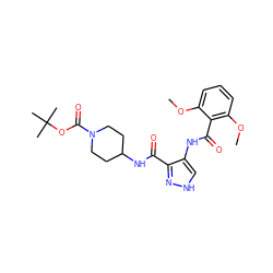 COc1cccc(OC)c1C(=O)Nc1c[nH]nc1C(=O)NC1CCN(C(=O)OC(C)(C)C)CC1 ZINC000299820552