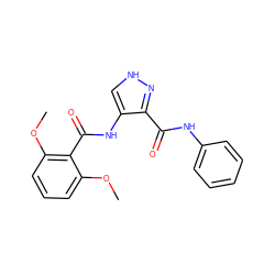 COc1cccc(OC)c1C(=O)Nc1c[nH]nc1C(=O)Nc1ccccc1 ZINC000299823307