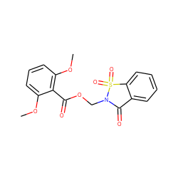 COc1cccc(OC)c1C(=O)OCN1C(=O)c2ccccc2S1(=O)=O ZINC000013738171