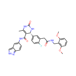 COc1cccc(OC)c1CNC(=O)Cc1cc([C@H]2NC(=O)NC(C)=C2C(=O)Nc2ccc3n[nH]cc3c2)ccc1F ZINC000653825237