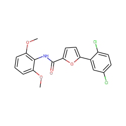 COc1cccc(OC)c1NC(=O)c1ccc(-c2cc(Cl)ccc2Cl)o1 ZINC000061944544