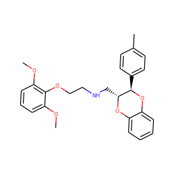 COc1cccc(OC)c1OCCNC[C@H]1Oc2ccccc2O[C@@H]1c1ccc(C)cc1 ZINC000013756313