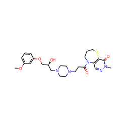 COc1cccc(OC[C@@H](O)CN2CCN(CCC(=O)N3CCCSc4c3cnn(C)c4=O)CC2)c1 ZINC000026724453