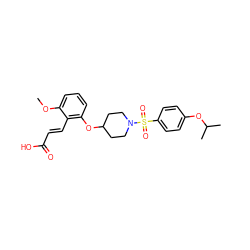 COc1cccc(OC2CCN(S(=O)(=O)c3ccc(OC(C)C)cc3)CC2)c1/C=C/C(=O)O ZINC001772647083