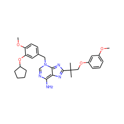 COc1cccc(OCC(C)(C)c2nc3c(N)ncn(Cc4ccc(OC)c(OC5CCCC5)c4)c-3n2)c1 ZINC000102303491