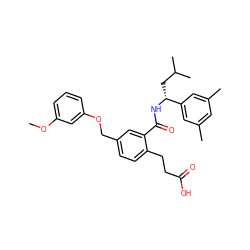 COc1cccc(OCc2ccc(CCC(=O)O)c(C(=O)N[C@H](CC(C)C)c3cc(C)cc(C)c3)c2)c1 ZINC000045369836