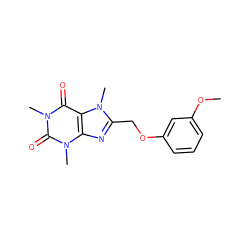 COc1cccc(OCc2nc3c(c(=O)n(C)c(=O)n3C)n2C)c1 ZINC000084739292