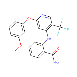 COc1cccc(Oc2cc(Nc3ccccc3C(N)=O)c(C(F)(F)F)cn2)c1 ZINC000073167582