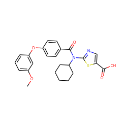 COc1cccc(Oc2ccc(C(=O)N(c3ncc(C(=O)O)s3)C3CCCCC3)cc2)c1 ZINC000028357901