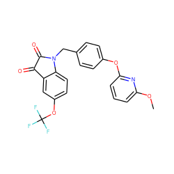 COc1cccc(Oc2ccc(CN3C(=O)C(=O)c4cc(OC(F)(F)F)ccc43)cc2)n1 ZINC000064540980