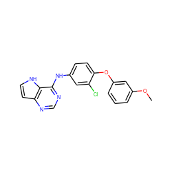 COc1cccc(Oc2ccc(Nc3ncnc4cc[nH]c34)cc2Cl)c1 ZINC000073169022