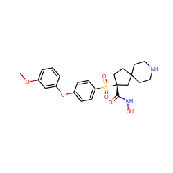 COc1cccc(Oc2ccc(S(=O)(=O)[C@]3(C(=O)NO)CCC4(CCNCC4)C3)cc2)c1 ZINC000299857523