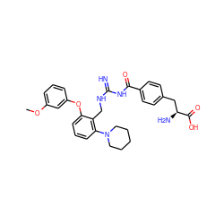 COc1cccc(Oc2cccc(N3CCCCC3)c2CNC(=N)NC(=O)c2ccc(C[C@H](N)C(=O)O)cc2)c1 ZINC000584904855