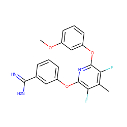 COc1cccc(Oc2nc(Oc3cccc(C(=N)N)c3)c(F)c(C)c2F)c1 ZINC000013474022