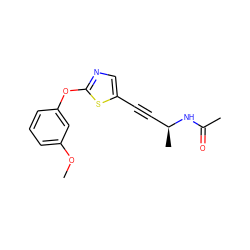 COc1cccc(Oc2ncc(C#C[C@H](C)NC(C)=O)s2)c1 ZINC000036185006