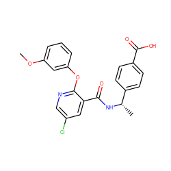 COc1cccc(Oc2ncc(Cl)cc2C(=O)N[C@@H](C)c2ccc(C(=O)O)cc2)c1 ZINC000168646241