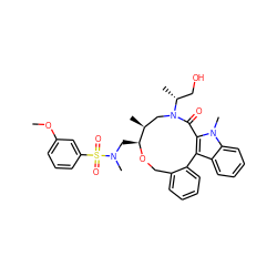 COc1cccc(S(=O)(=O)N(C)C[C@@H]2OCc3ccccc3-c3c(n(C)c4ccccc34)C(=O)N([C@H](C)CO)C[C@@H]2C)c1 ZINC000095599400