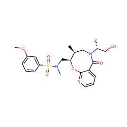 COc1cccc(S(=O)(=O)N(C)C[C@@H]2Oc3ncccc3C(=O)N([C@H](C)CO)C[C@@H]2C)c1 ZINC000095713046