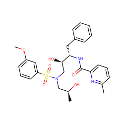 COc1cccc(S(=O)(=O)N(C[C@H](C)O)C[C@@H](O)[C@H](Cc2ccccc2)NC(=O)c2cccc(C)n2)c1 ZINC000034786435