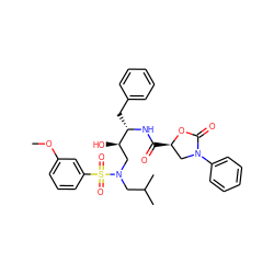 COc1cccc(S(=O)(=O)N(CC(C)C)C[C@@H](O)[C@H](Cc2ccccc2)NC(=O)[C@@H]2CN(c3ccccc3)C(=O)O2)c1 ZINC000014951412