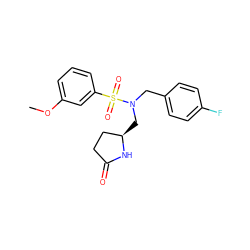 COc1cccc(S(=O)(=O)N(Cc2ccc(F)cc2)C[C@@H]2CCC(=O)N2)c1 ZINC000103239957