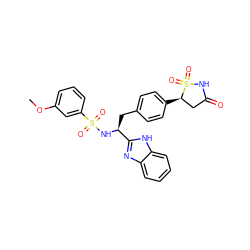 COc1cccc(S(=O)(=O)N[C@@H](Cc2ccc([C@@H]3CC(=O)NS3(=O)=O)cc2)c2nc3ccccc3[nH]2)c1 ZINC000036088705