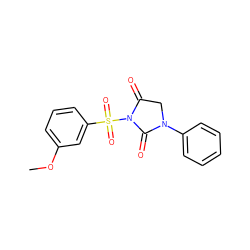 COc1cccc(S(=O)(=O)N2C(=O)CN(c3ccccc3)C2=O)c1 ZINC000013763560