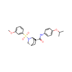 COc1cccc(S(=O)(=O)N2C[C@H]3CC[C@H]2[C@H](C(=O)Nc2ccc(OC(C)C)cc2)C3)c1 ZINC000101283343