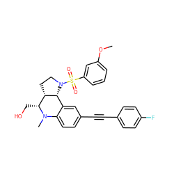 COc1cccc(S(=O)(=O)N2CC[C@H]3[C@@H](CO)N(C)c4ccc(C#Cc5ccc(F)cc5)cc4[C@H]32)c1 ZINC000095604260