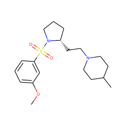 COc1cccc(S(=O)(=O)N2CCC[C@@H]2CCN2CCC(C)CC2)c1 ZINC000013531267