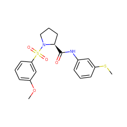 COc1cccc(S(=O)(=O)N2CCC[C@H]2C(=O)Nc2cccc(SC)c2)c1 ZINC000200361118