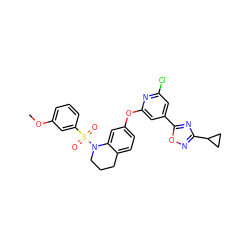 COc1cccc(S(=O)(=O)N2CCCc3ccc(Oc4cc(-c5nc(C6CC6)no5)cc(Cl)n4)cc32)c1 ZINC000103264558