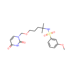 COc1cccc(S(=O)(=O)NC(C)(C)CCCOCn2ccc(=O)[nH]c2=O)c1 ZINC000084712939